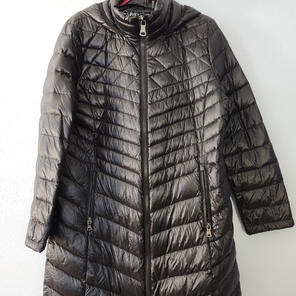 Calvin Klein Womens Long Packable Down Puff Coat